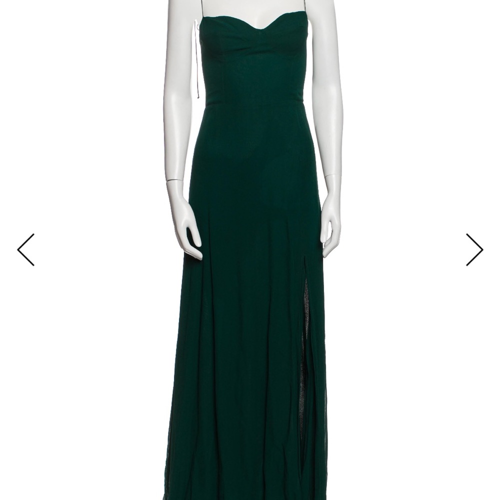 Reformation Strapless Dark Green Sweetheart Gown